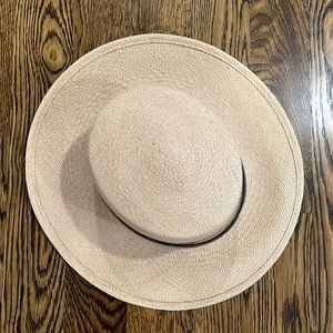 Janessa Leone Beige Hat with Dark Trim